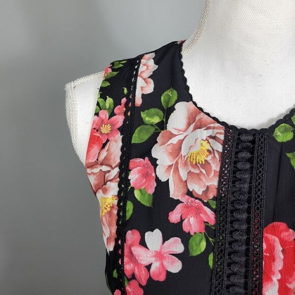 Disney Floral Sleeveless Dress. Black S#26 - Picture 12 of 15